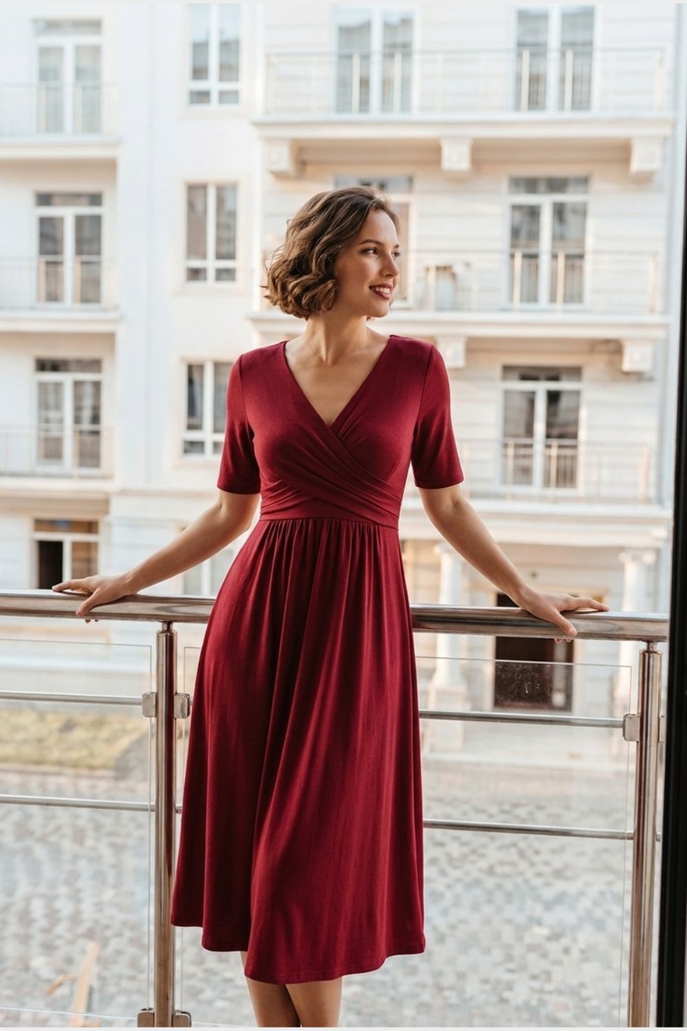 Women's Wrap Midi Dress | V-Neck