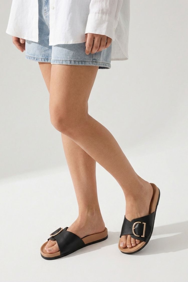 Women's Mules with Buckle and Footbed