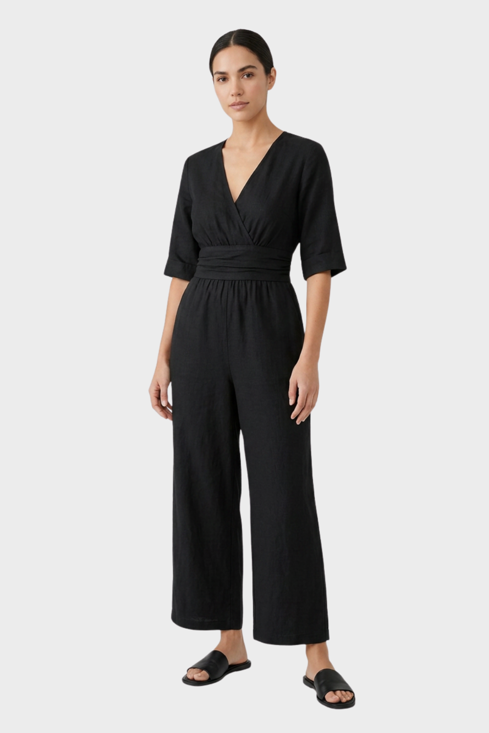 Women's V-Neck Jumpsuit | Wide-Leg