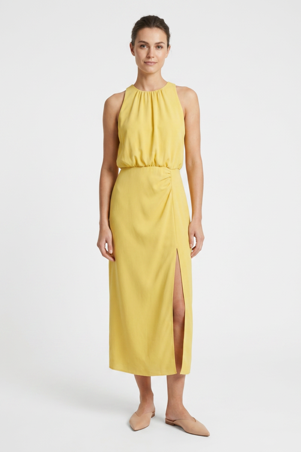 Women's Midi Dress Sleeveless with Slit