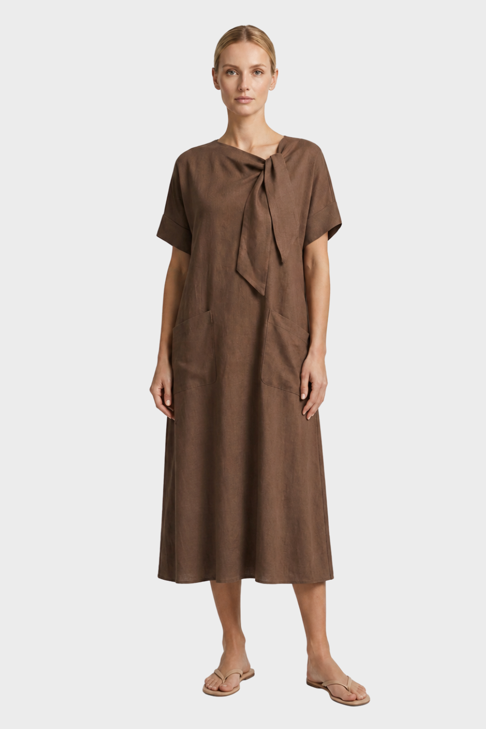 Women's Linen-Look Midi Dress | Knot