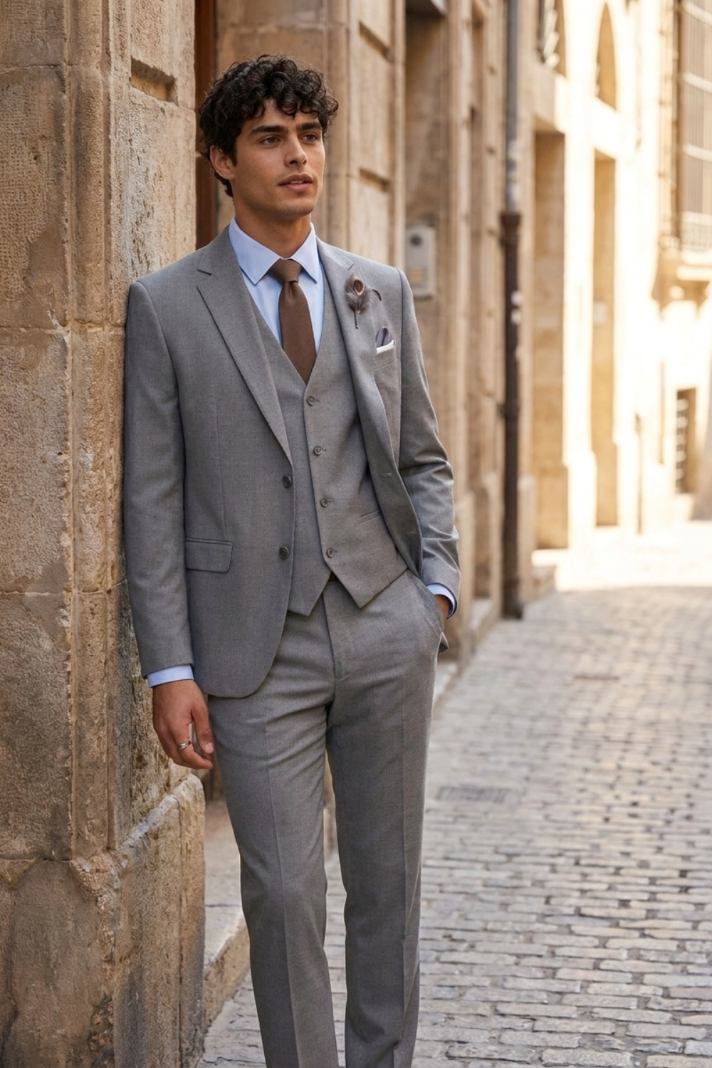 Men's Suit with Waistcoat Single-Breasted Classic Cut