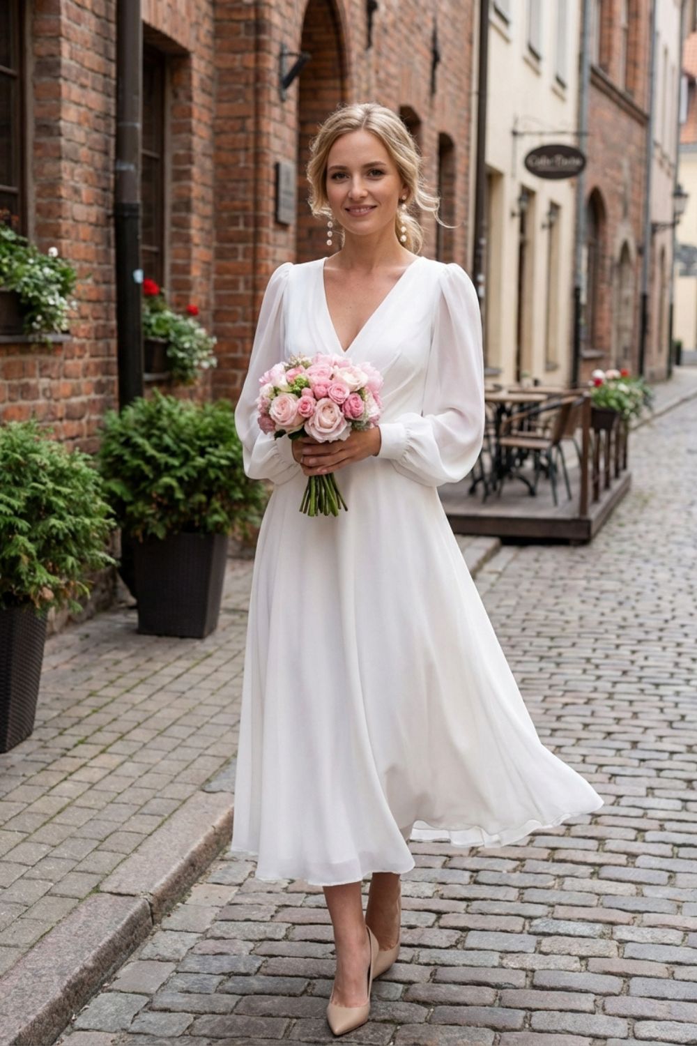 Women's Long-Sleeve Midi | V-Neck