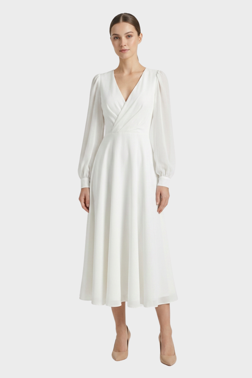 Women's Long-Sleeve Midi | V-Neck