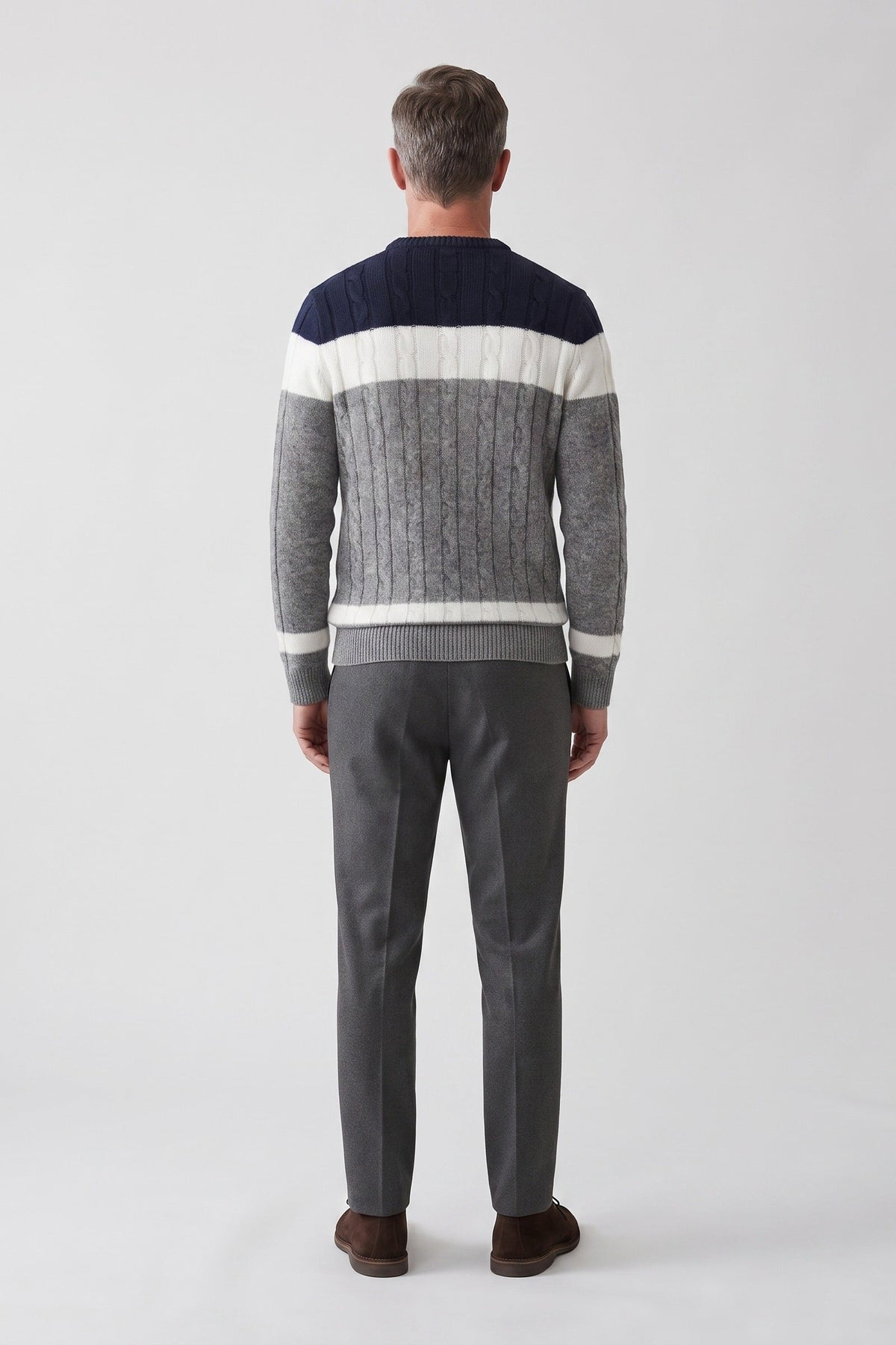 Men's Cable Sweater | Colorblock Panels