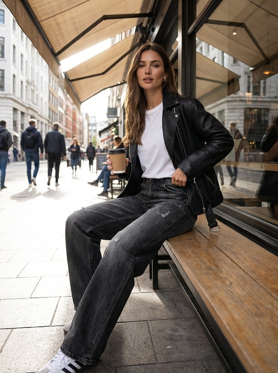 Women's Wide Leg Jeans with Used Look