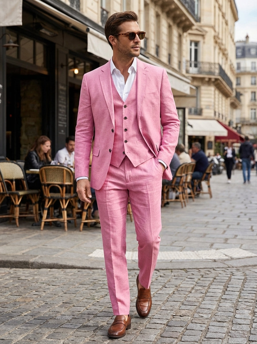 Men's Suit with Waistcoat and Slim-Fit Jacket