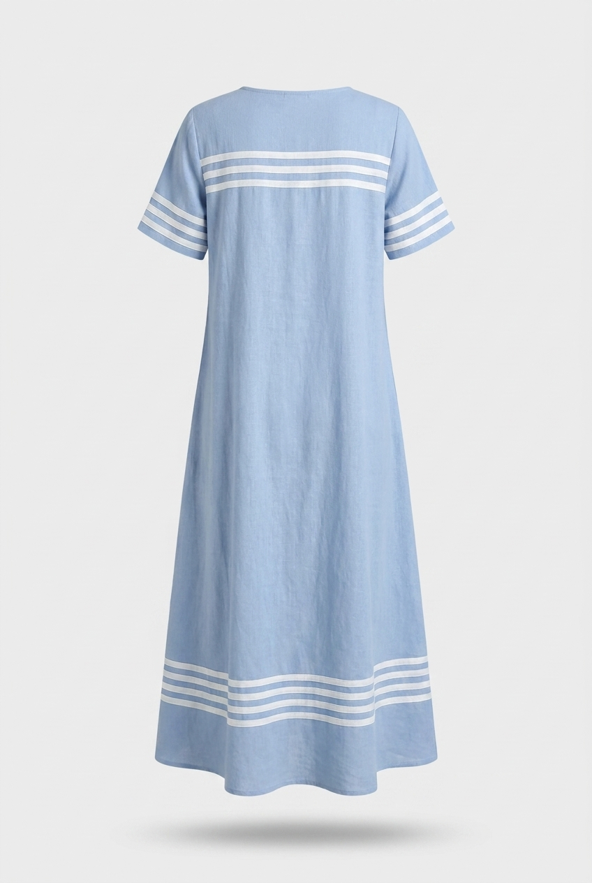Women's Linen-Look Midi | Stripe Trim