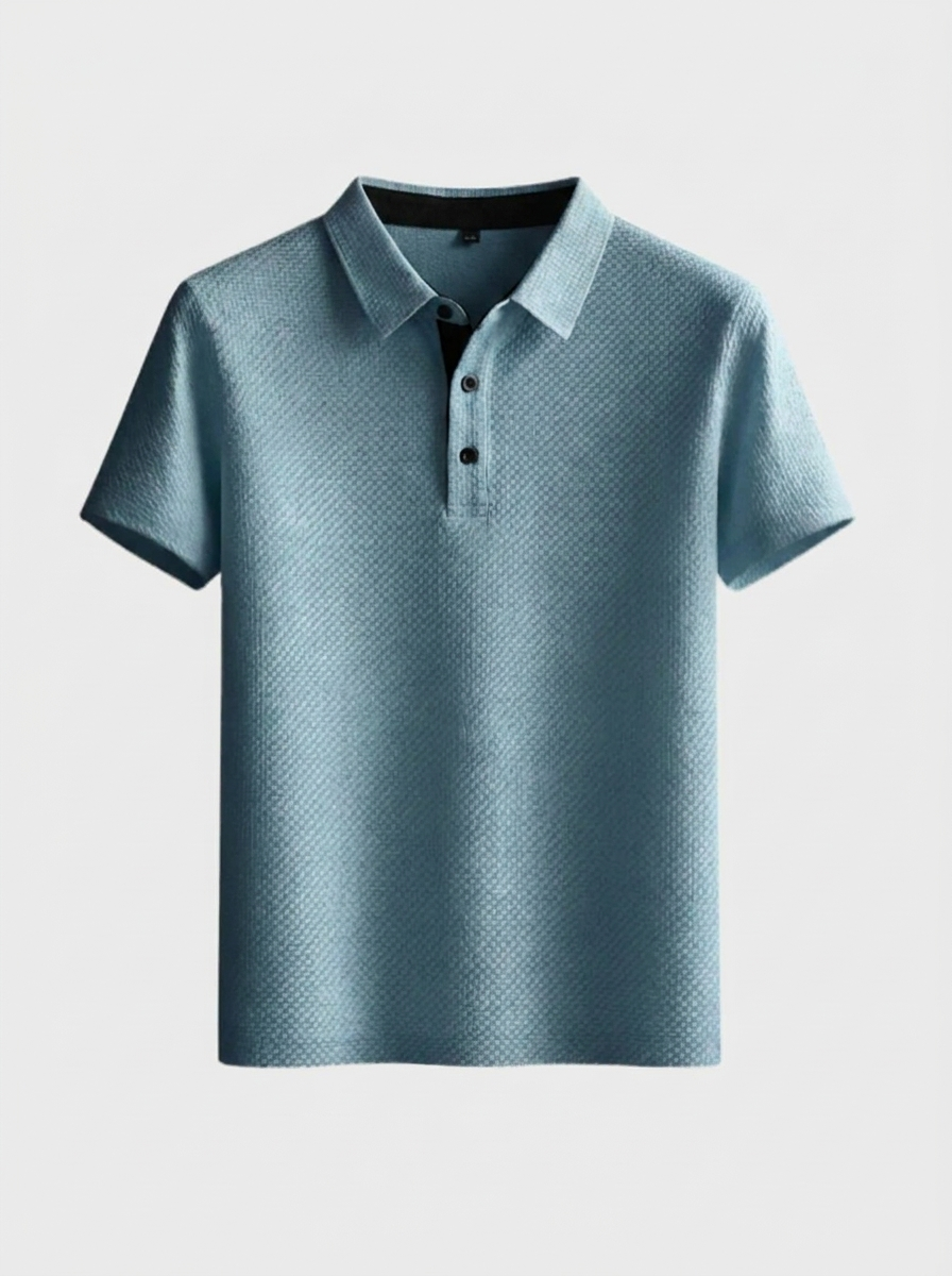 Men's Short Sleeve Polo Shirt with Button Placket