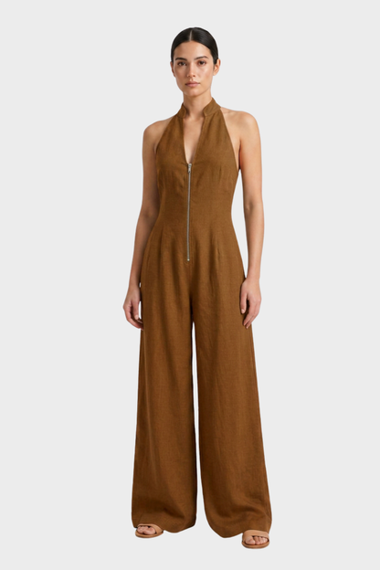 Women's Zip-Front Jumpsuit | Halter