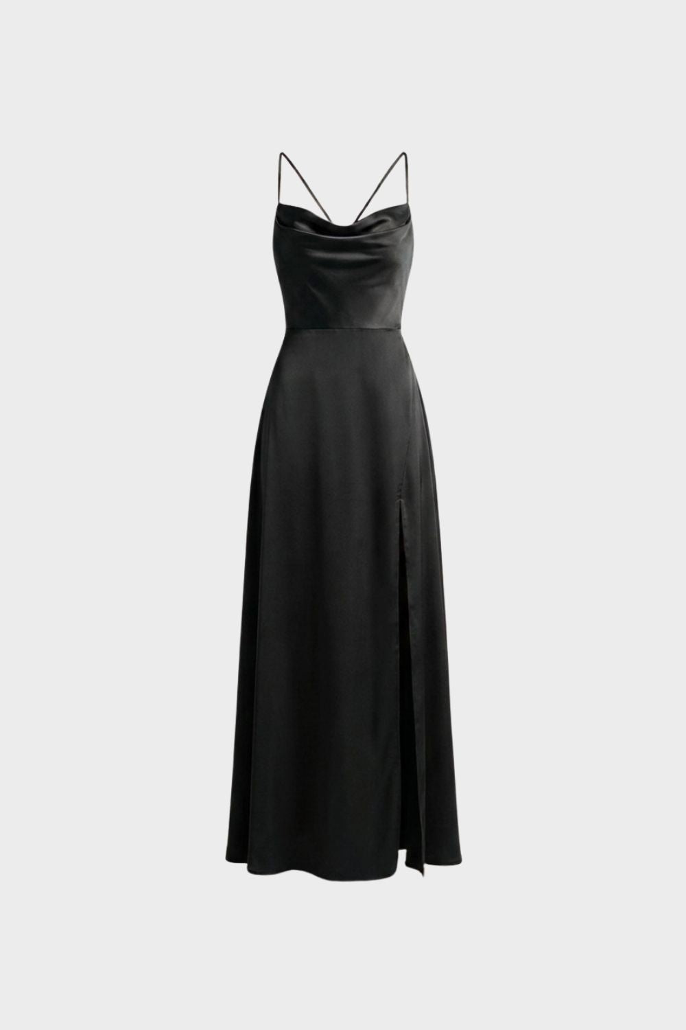 Women's Cowl-Neck Satin Maxi | Slit