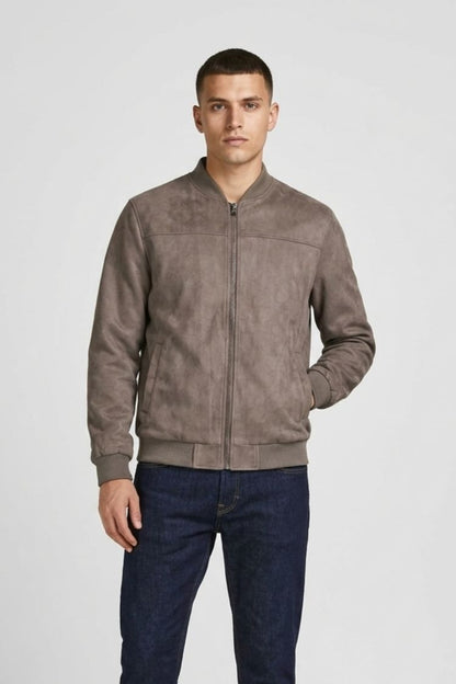 Men's Jacket with Zip and Stand-Up Collar
