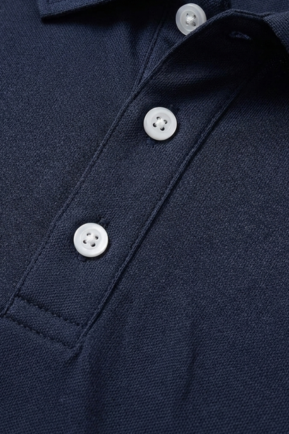 Men's Long Sleeve Polo Shirt with Button Placket