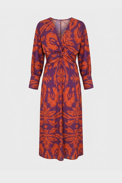 Midi Dress for Women in Wrap Style with V-Neck