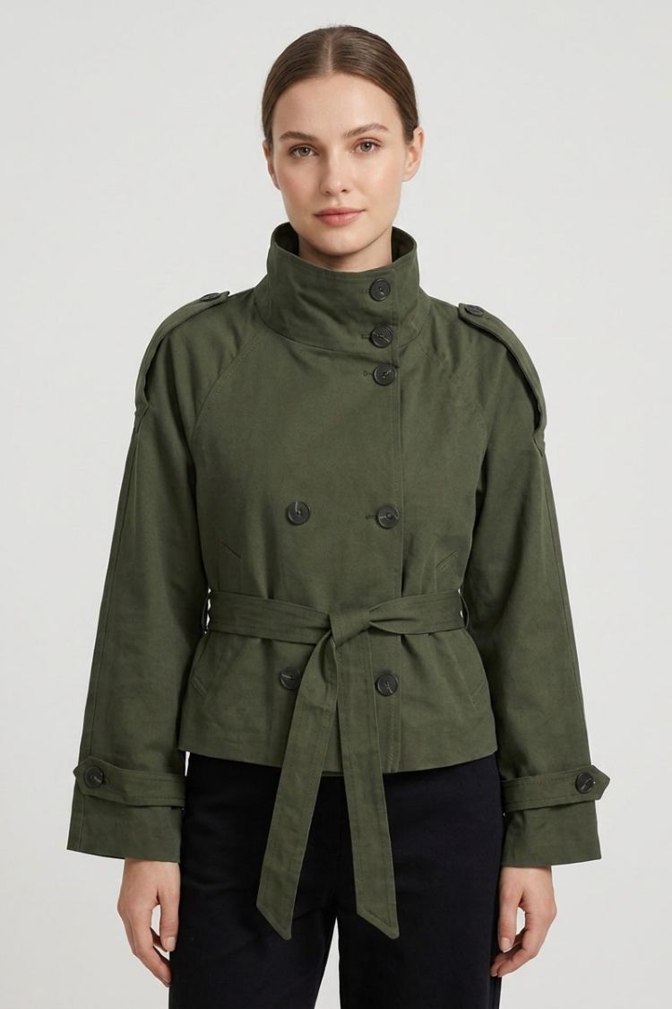 Women's Crop Trench Jacket | Belted