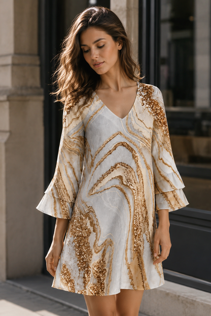 Women's Flare-Sleeve Mini | V-Neck