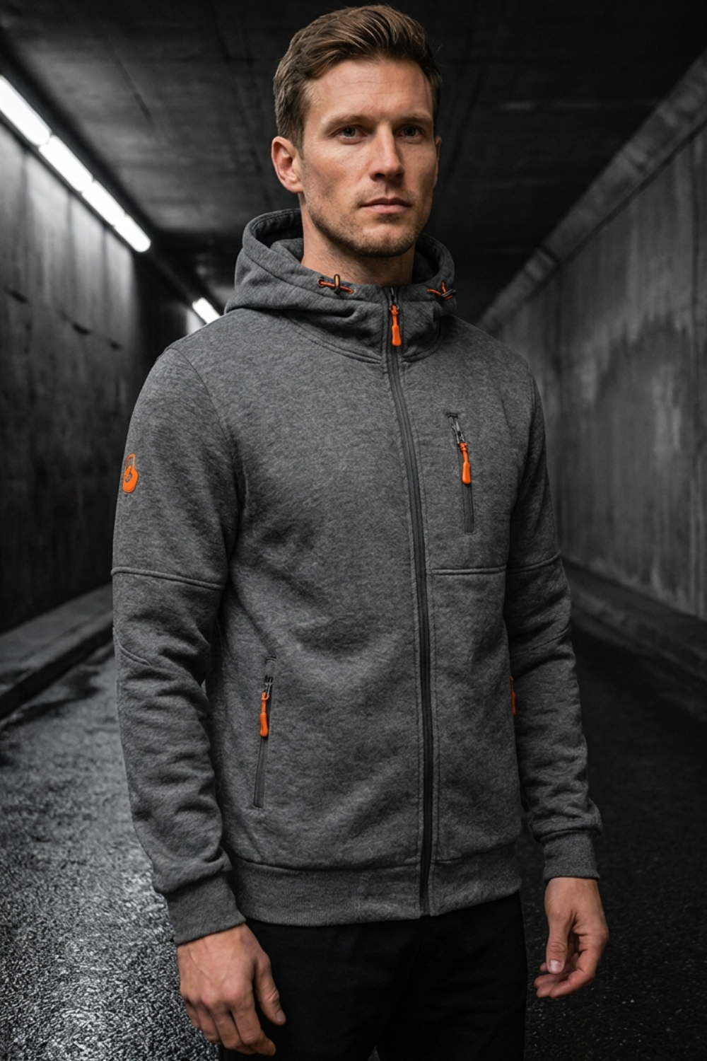 Men's Zip-Up Hoodie Jacket | Chest Pocket