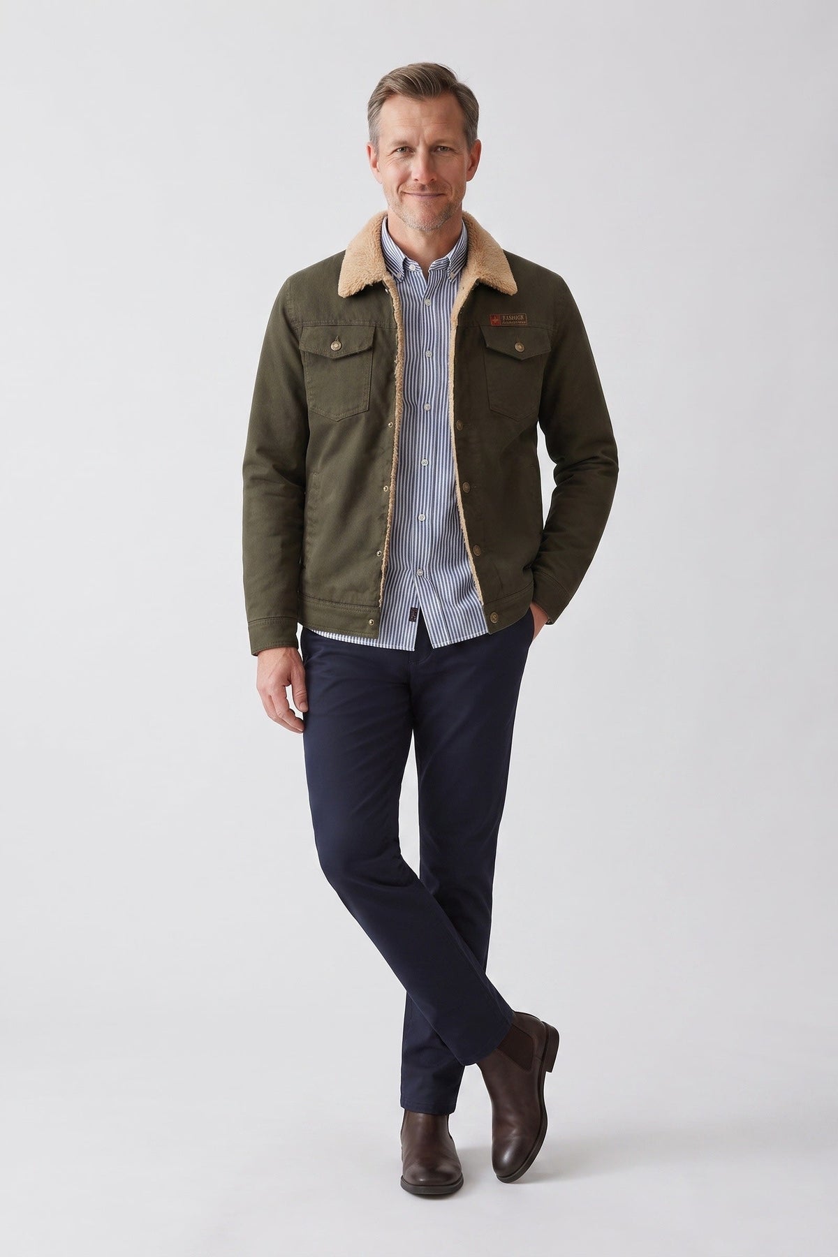 Men's Contrast Collar Jacket | Casual