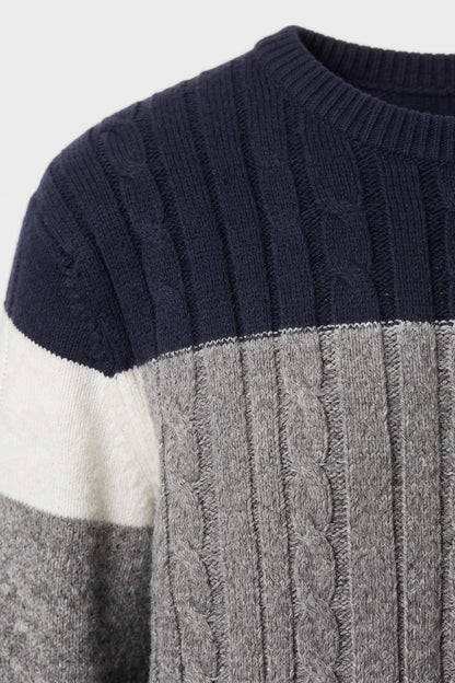 Men's Cable Sweater | Colorblock Panels