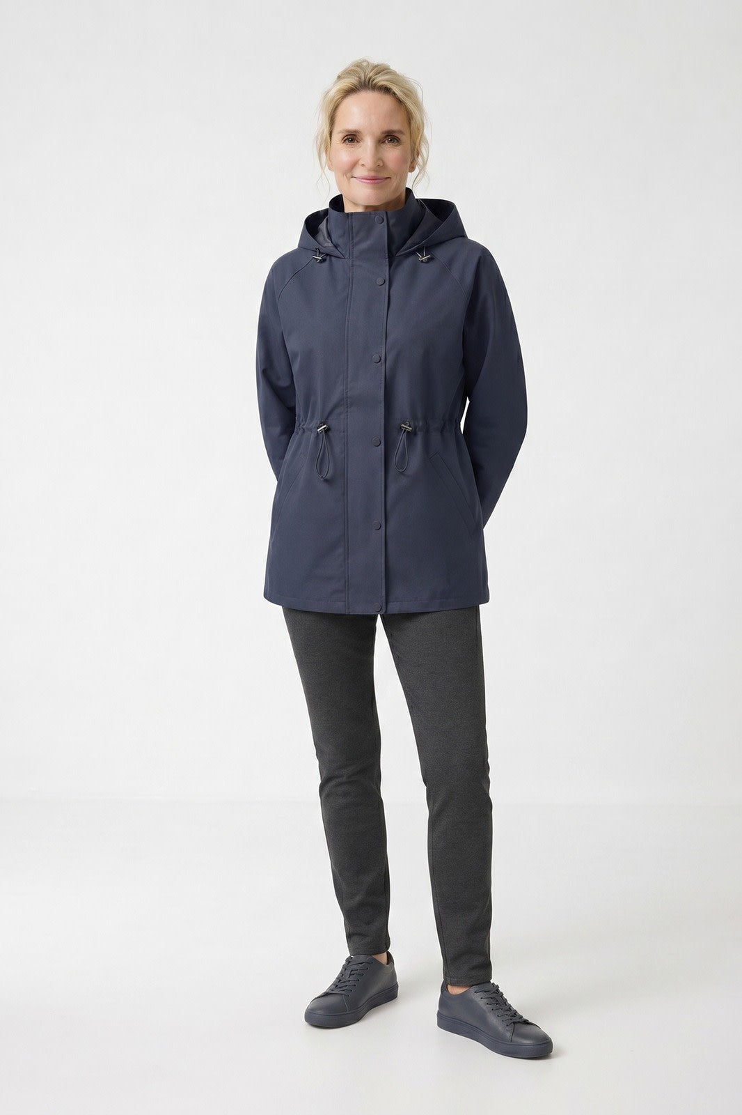 Women's Hooded Rain Jacket | Cinched Waist
