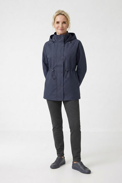 Women's Hooded Rain Jacket | Cinched Waist