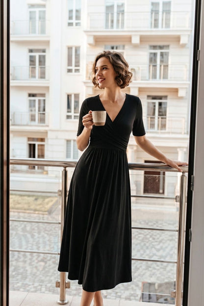Women's Wrap Midi Dress | V-Neck