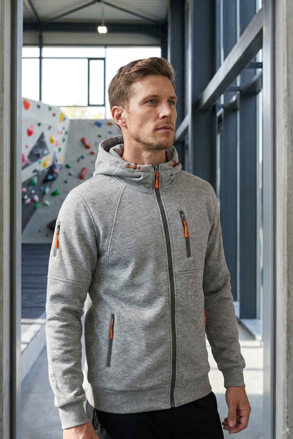 Men's Zip-Up Hoodie Jacket | Chest Pocket
