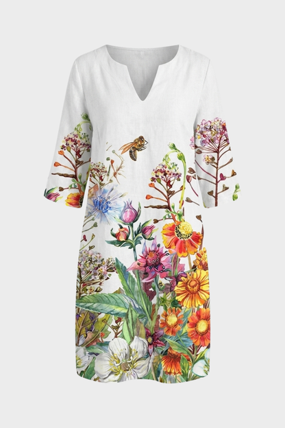 Women's Floral Shift Dress | Split V
