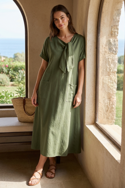 Women's Linen-Look Midi Dress | Knot