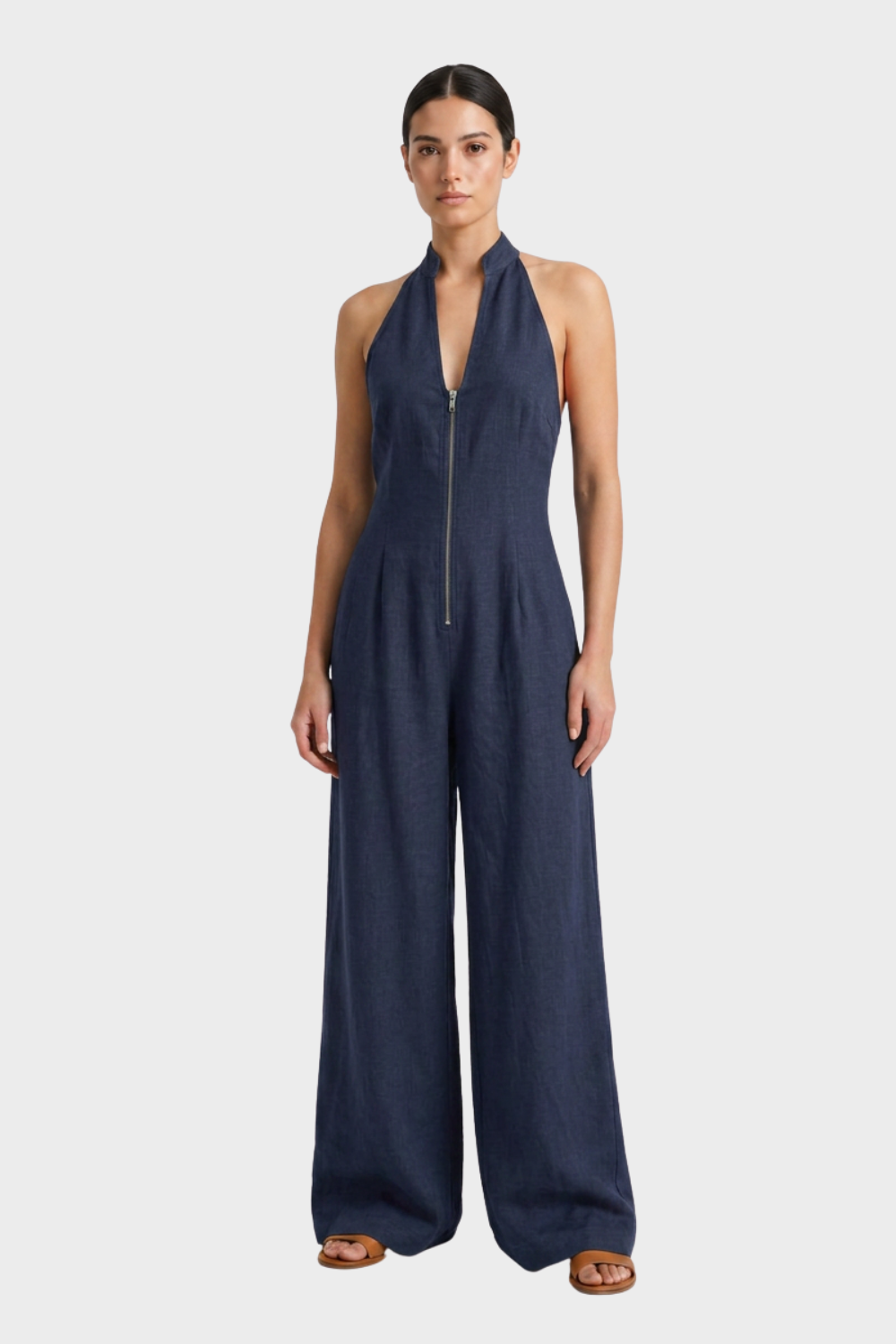 Women's Zip-Front Jumpsuit | Halter