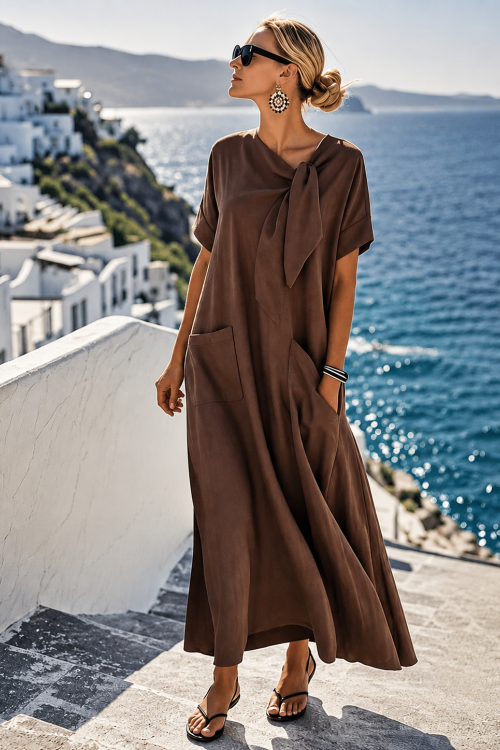 Women's Linen-Look Midi Dress | Knot