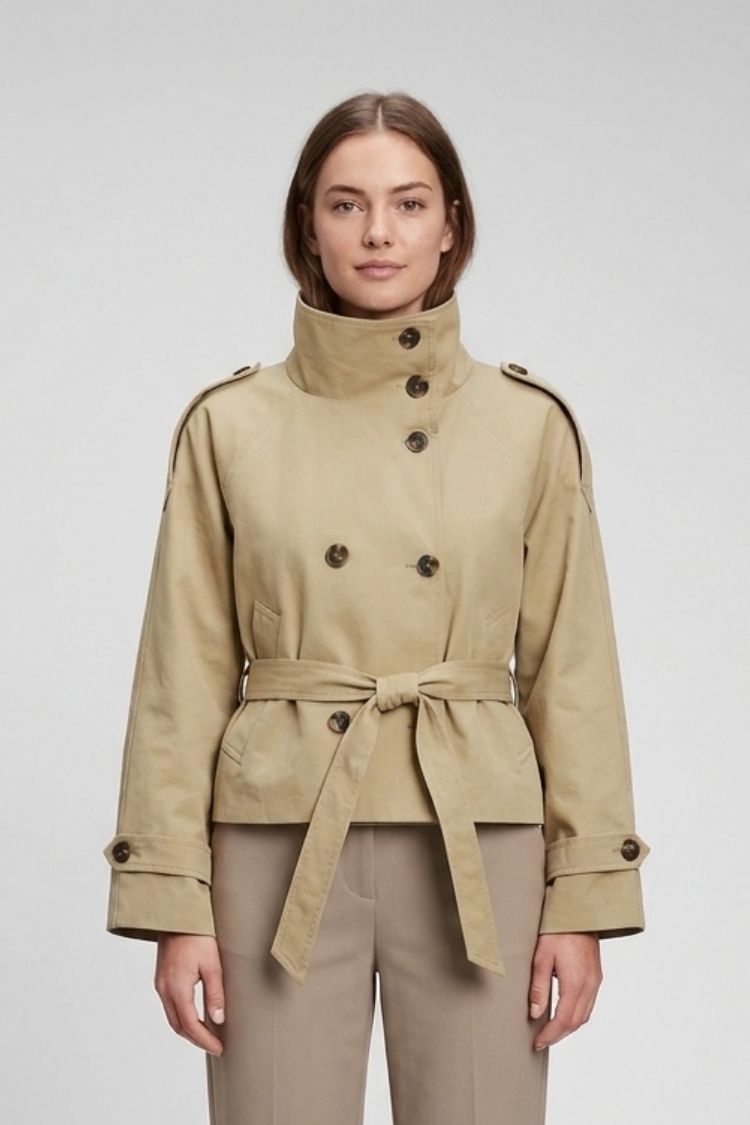 Women's Crop Trench Jacket | Belted