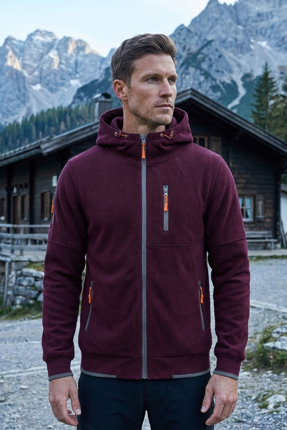 Men's Zip-Up Hoodie Jacket | Chest Pocket