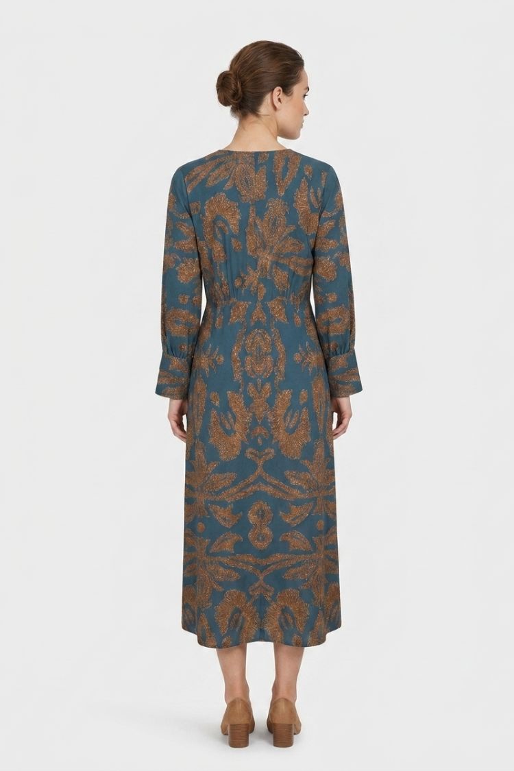 Midi Dress for Women in Wrap Style with V-Neck