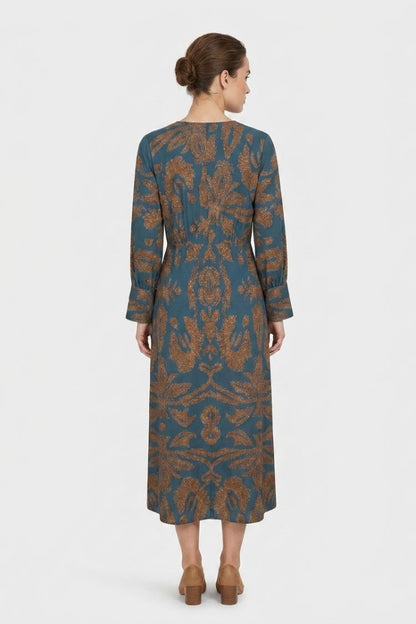 Midi Dress for Women in Wrap Style with V-Neck