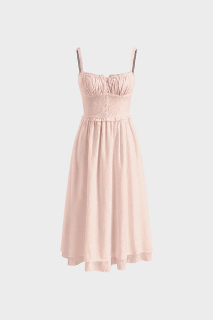 Summer Dress for Women Midi Dress with Straps and Gathering