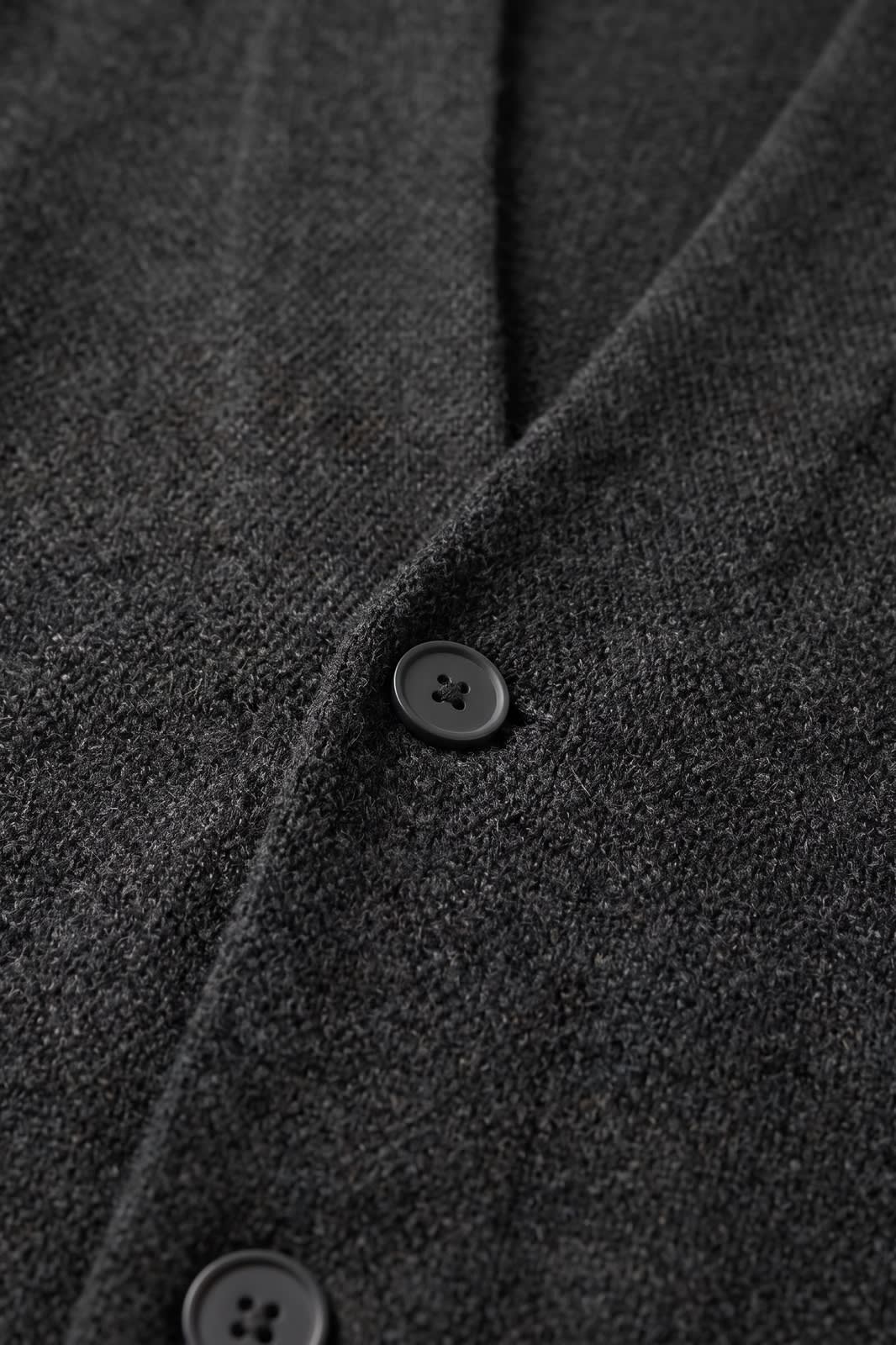 Men's Textured Cardigan | Stand Collar — Black — detail — on model