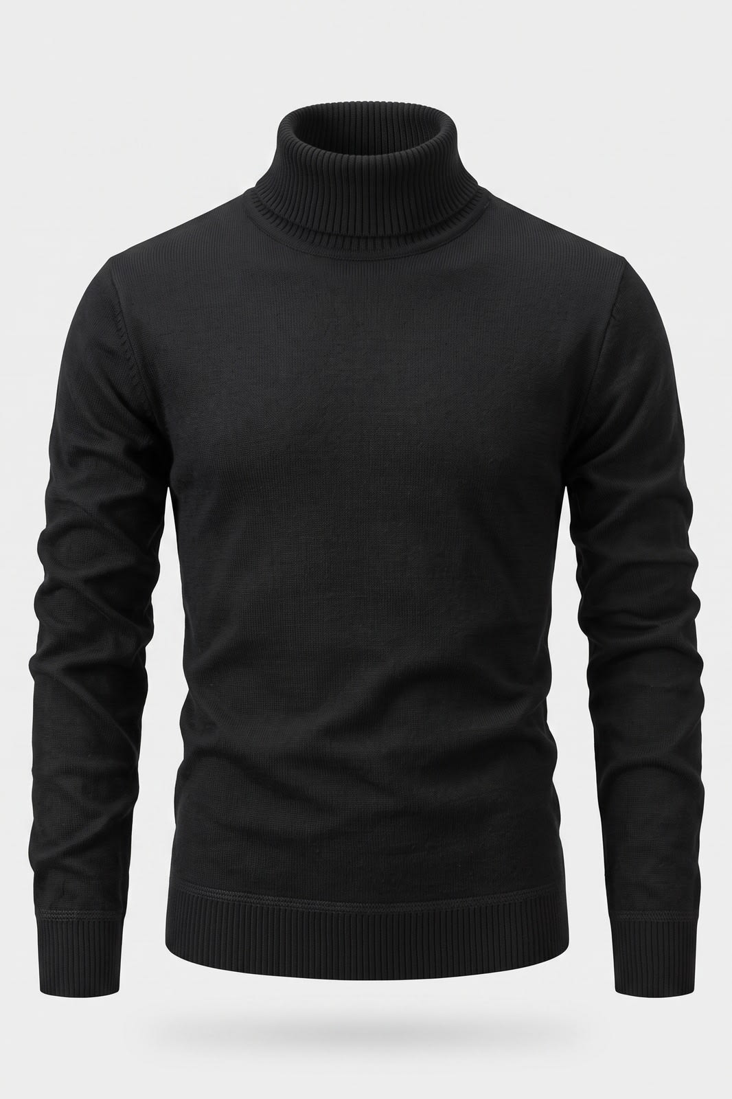 Men's Turtleneck Sweater | Ribbed Cuffs — Black — packshot