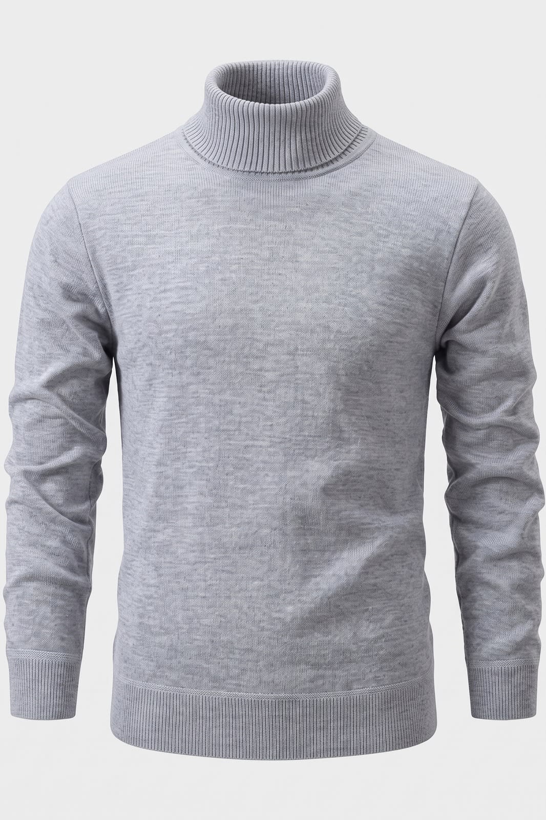 Men's Turtleneck Sweater | Ribbed Cuffs — Grey — packshot