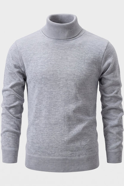 Men's Turtleneck Sweater | Ribbed Cuffs — Grey — packshot