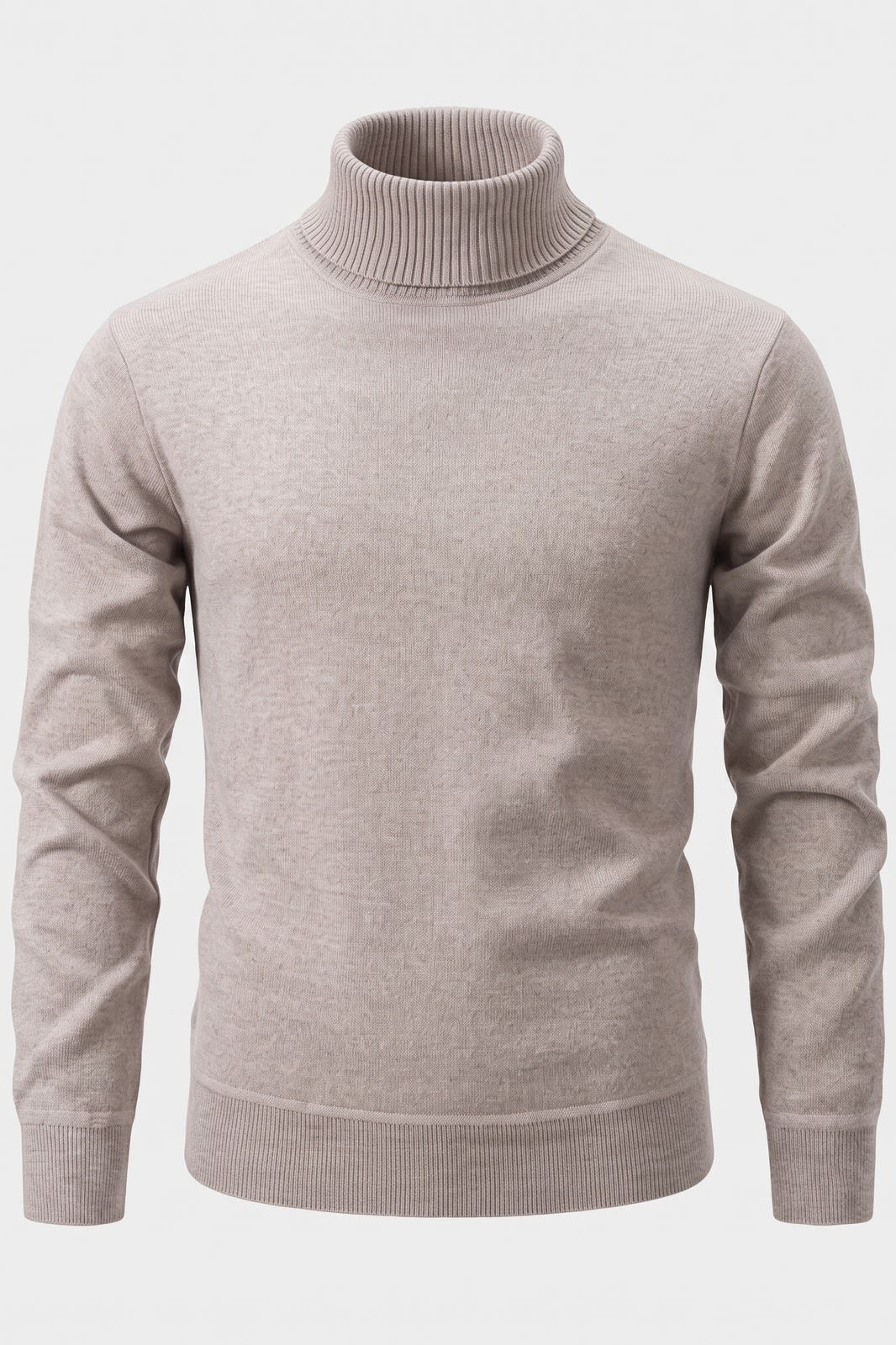 Men's Turtleneck Sweater | Ribbed Cuffs — Light Brown — packshot