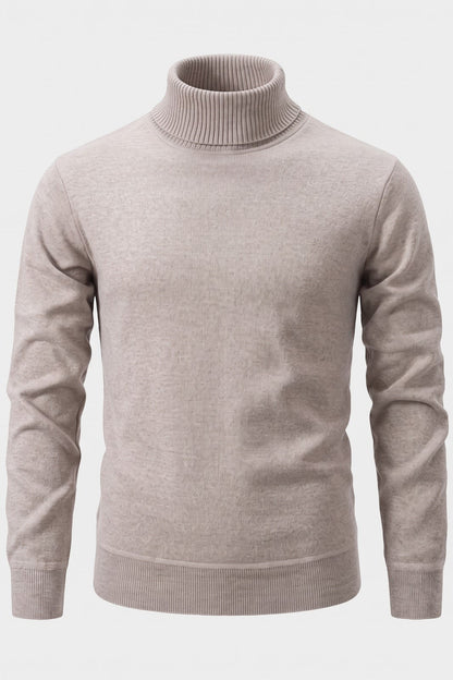 Men's Turtleneck Sweater | Ribbed Cuffs — Light Brown — packshot