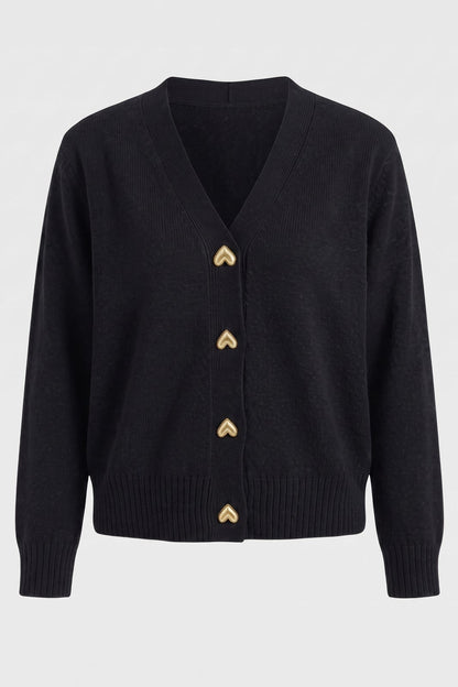 Women's Cropped Cardigan | V-Neck — Black — packshot
