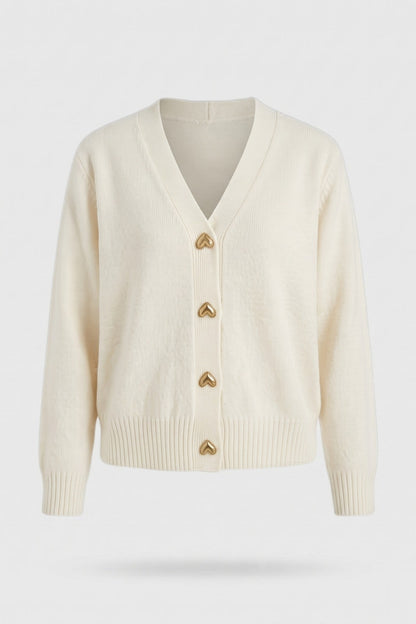 Women's Cropped Cardigan | V-Neck — White — packshot