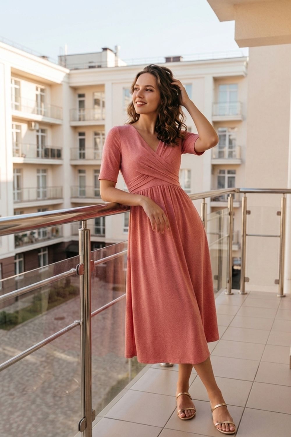 Women's Wrap Midi Dress | V-Neck