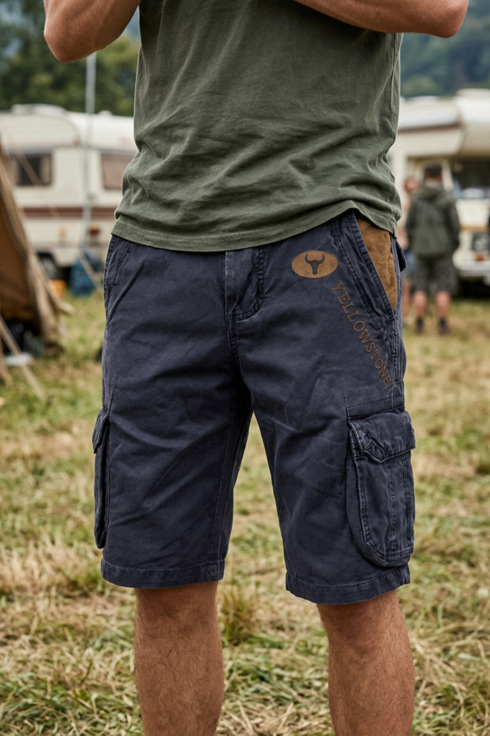 Men's Cargo Shorts with Pockets and Belt