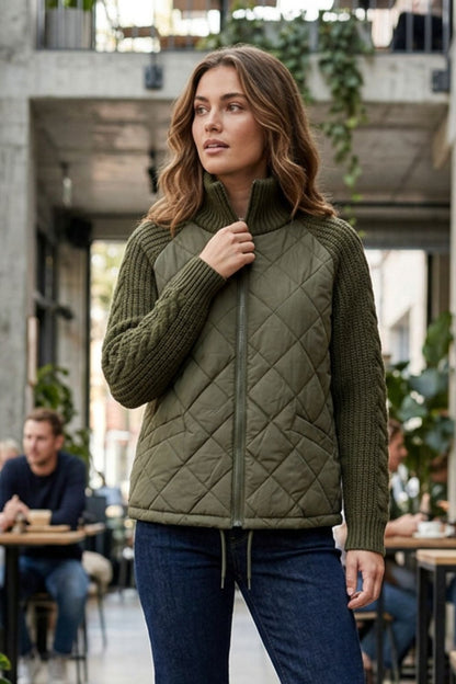 Women's Quilted Jacket | Ribbed Collar
