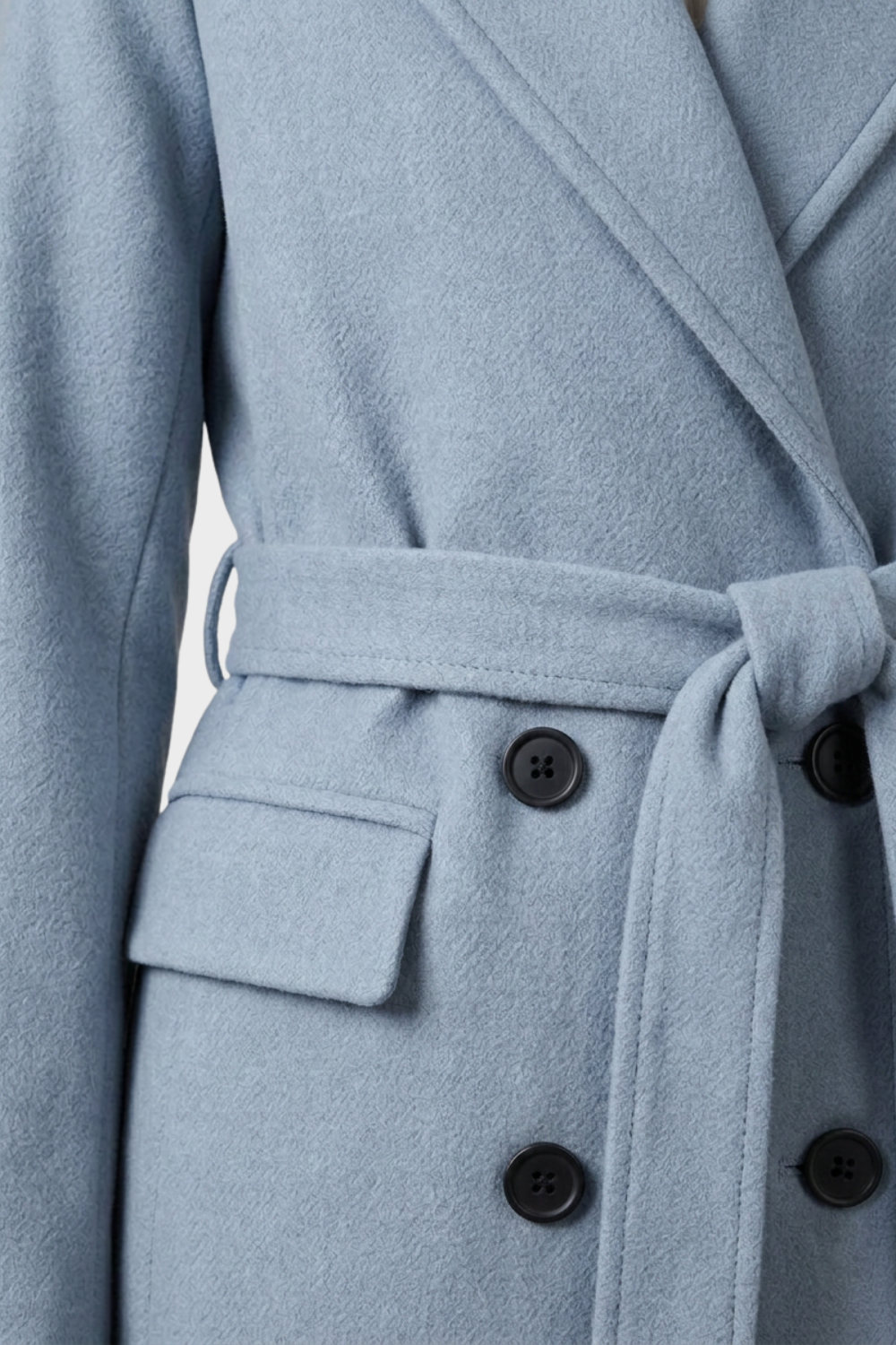 Women's Coat with Belt and Notched Collar