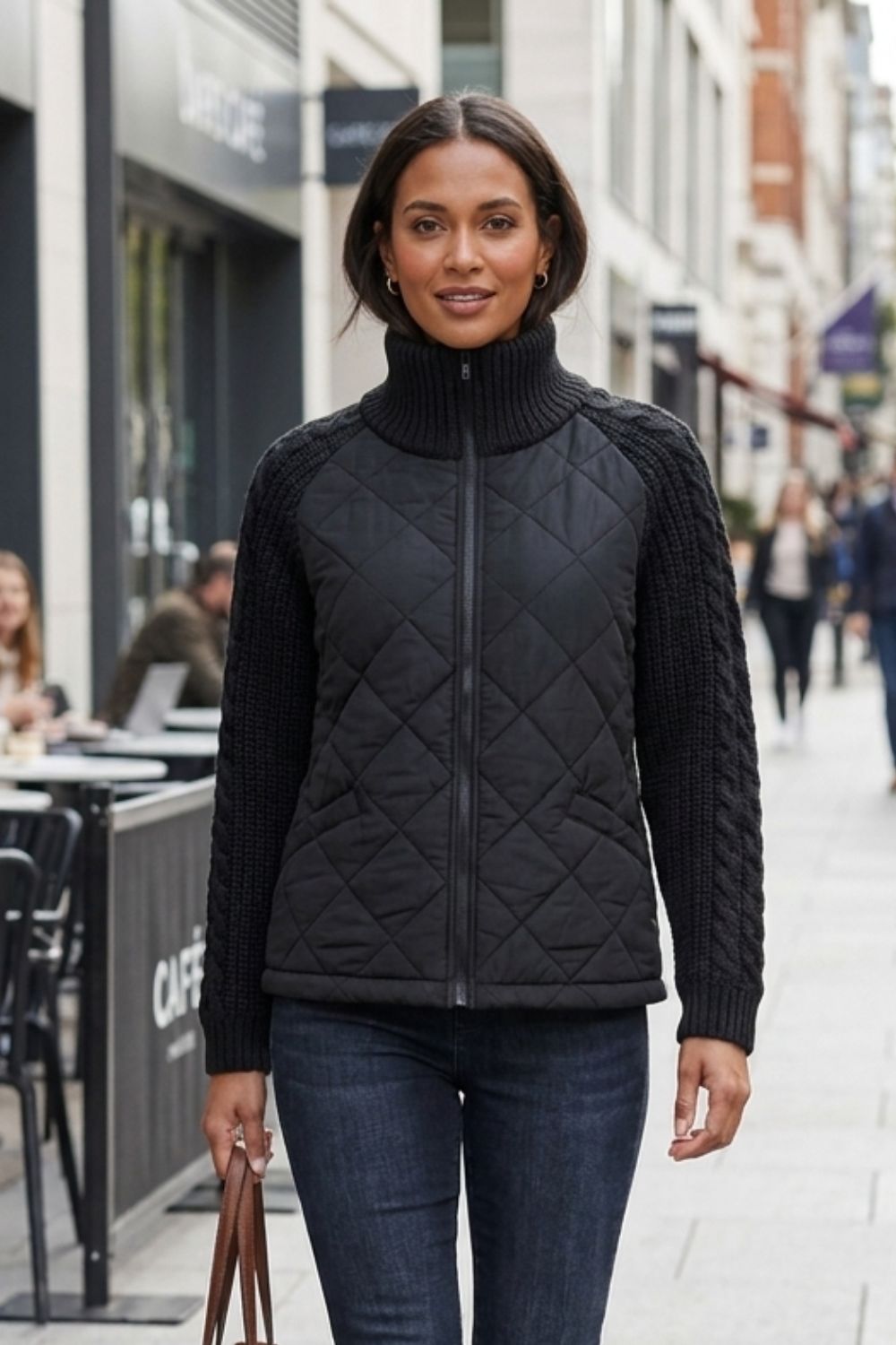 Women's Quilted Jacket | Ribbed Collar