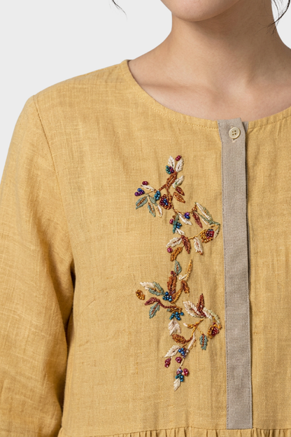 Women's Embroidered Midi Dress | Linen
